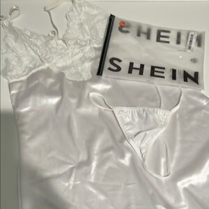 SHEIN White Lace Satin Lingerie Set ⭐️